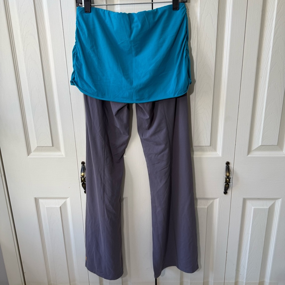 Lucy Heart Center Flare Yoga Pants Layered Blue Grey Womens Size Medium - Picture 5 of 8